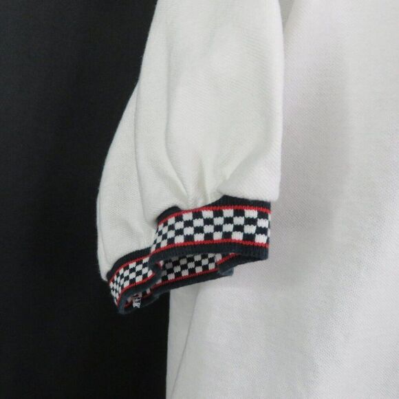 Nascar Polo Shirt Mens 2XL 100% Cotton Race Flag Trim White Black Check Red SS - Picture 4 of 12